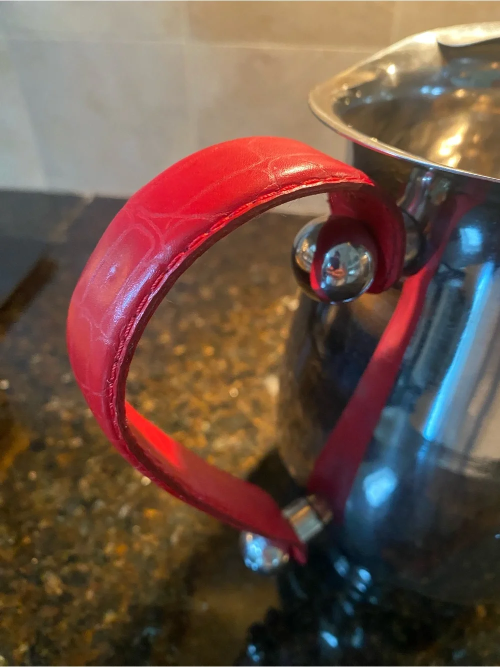 Source Unknown Stainless Steel Pitcher with Red Handle